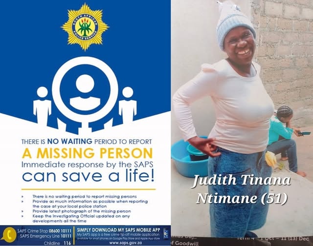 Help police reunite Judith Tinana Ntimane (51) with her family