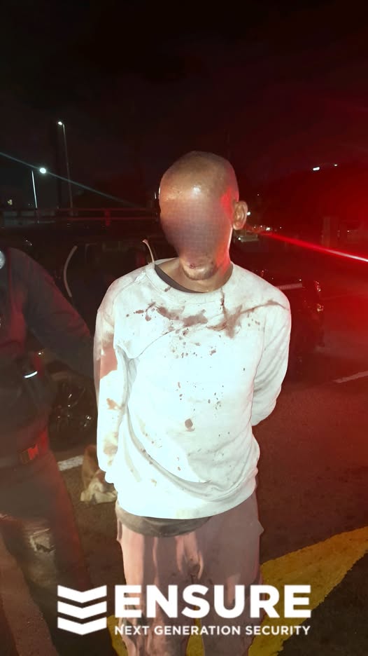 Victim struck by car after being robbed. Suspect arrested