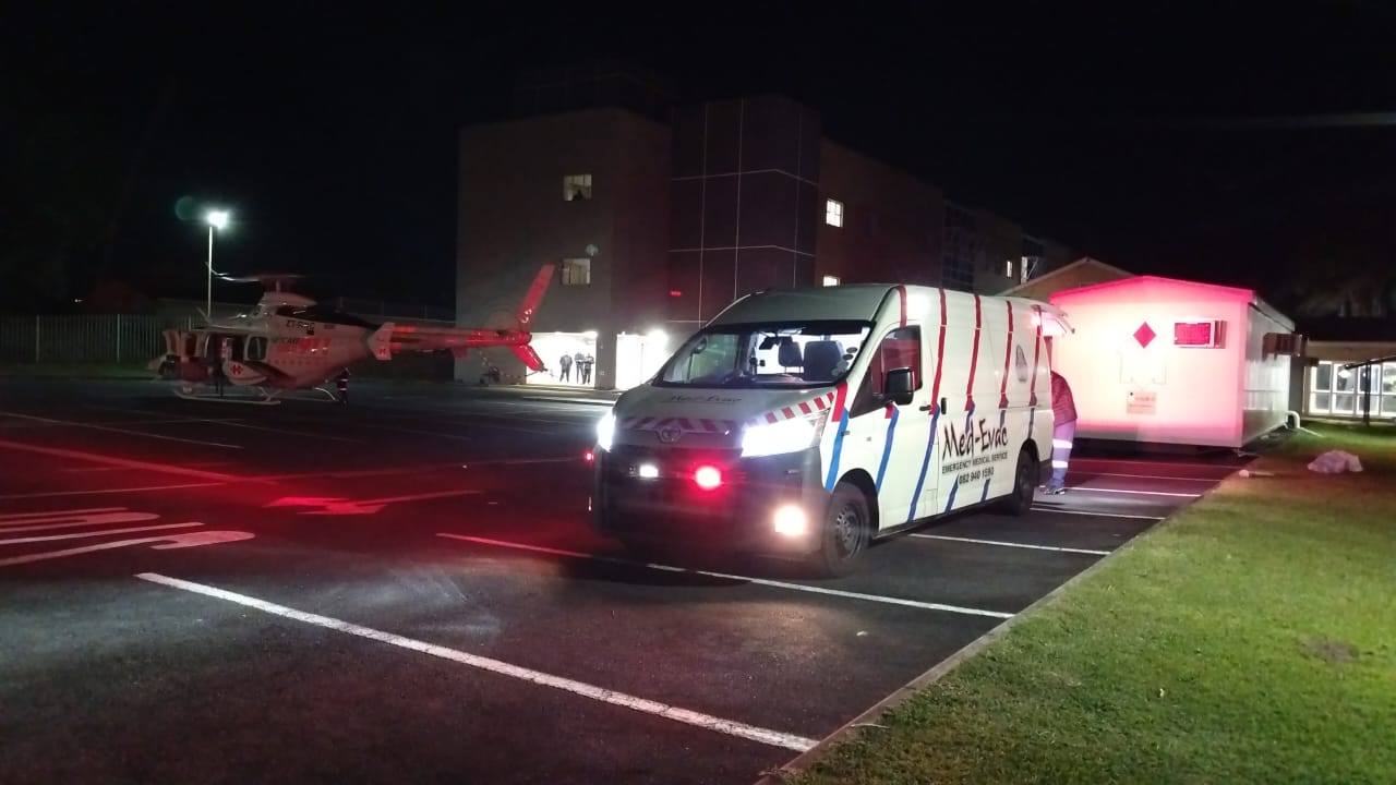 Helicopter evacuation for a stroke victim at Shelly Beach