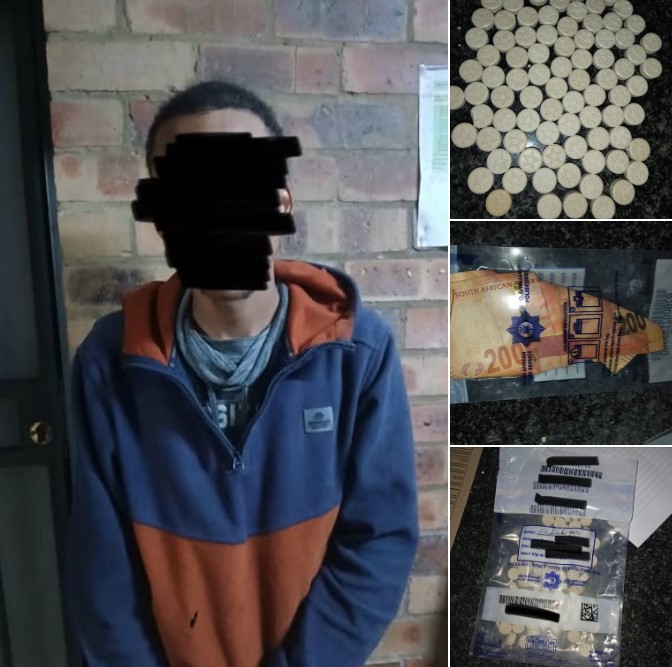 Male suspect found in possession of 100 mandrax tablets at Eldorado Park