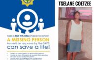 Assist police to find missing Tselane Coetzee
