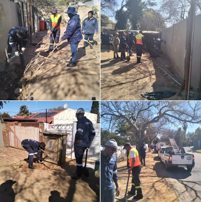 Illegal electricity connection operation at Lang & James Street in Ferndale