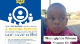 Help Police to reunite missing three-year-old deaf-mute boy, Ndwane Ntiwane, with his parents