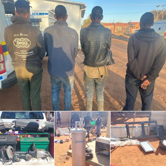 Arrest of four suspects for possession of stolen property in Mothibistad