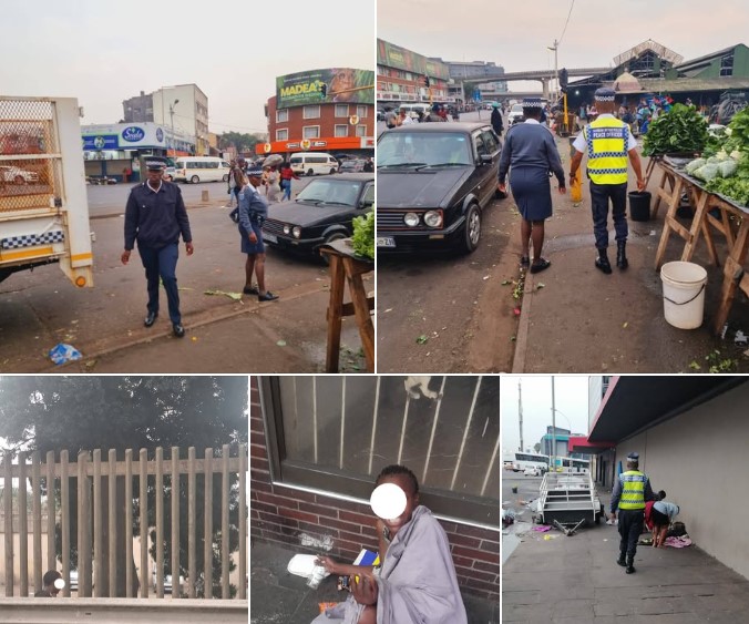 Durban CBD Bylaws and Traffic Enforcement Team conducted a sweep and clean-up operation under the M4 bridge