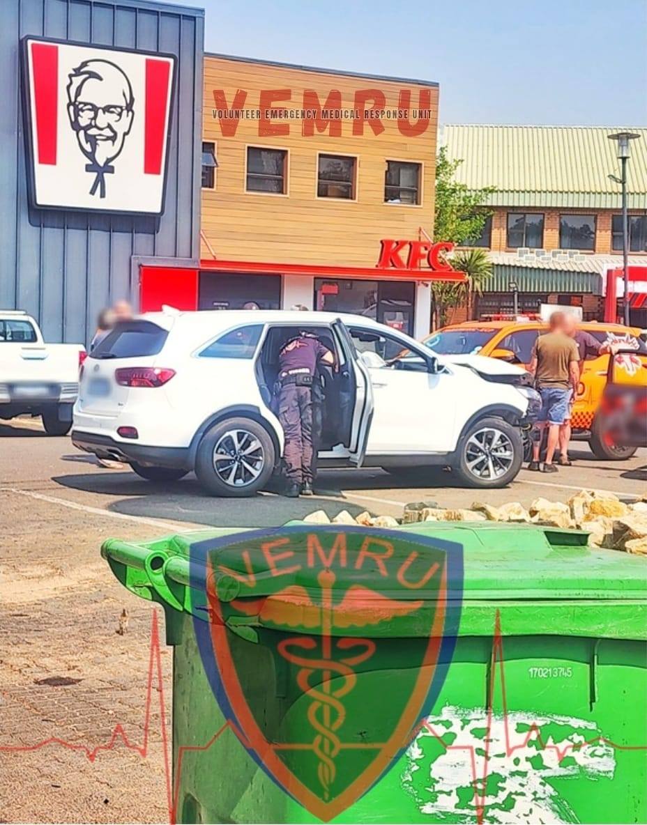 Vehicle crashes into a parking area in Elarduspark after the driver reportedly experienced a medical emergency