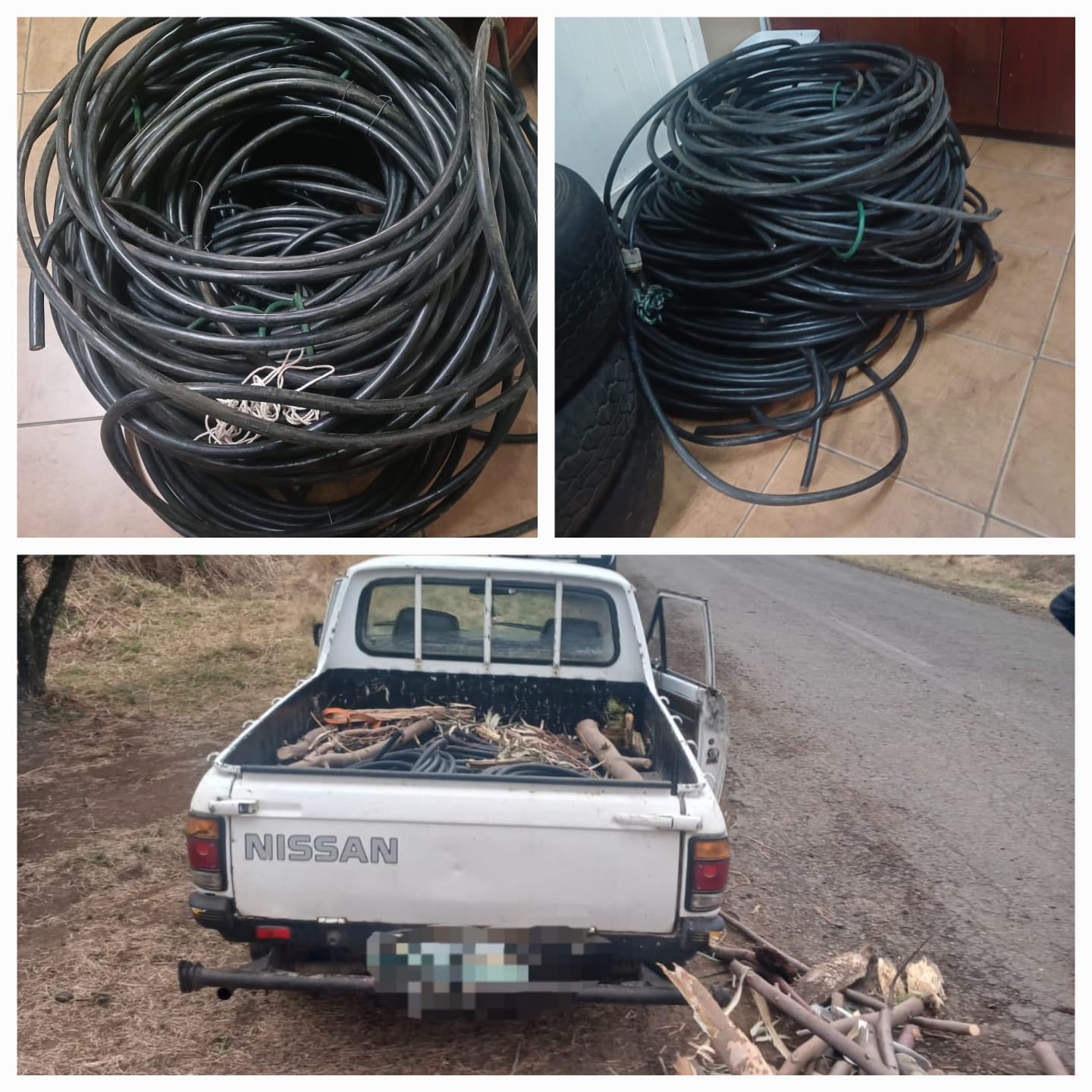 Three suspects arrested with electric cables and vehicle seized