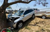 The driver of a vehicle towing a trailer loses consciousness and collides with a tree at the N1/N4 Interchange