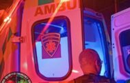 Patient treated having a critically low blood pressure and complaining of severe chest and abdominal pain, as well as vomiting blood