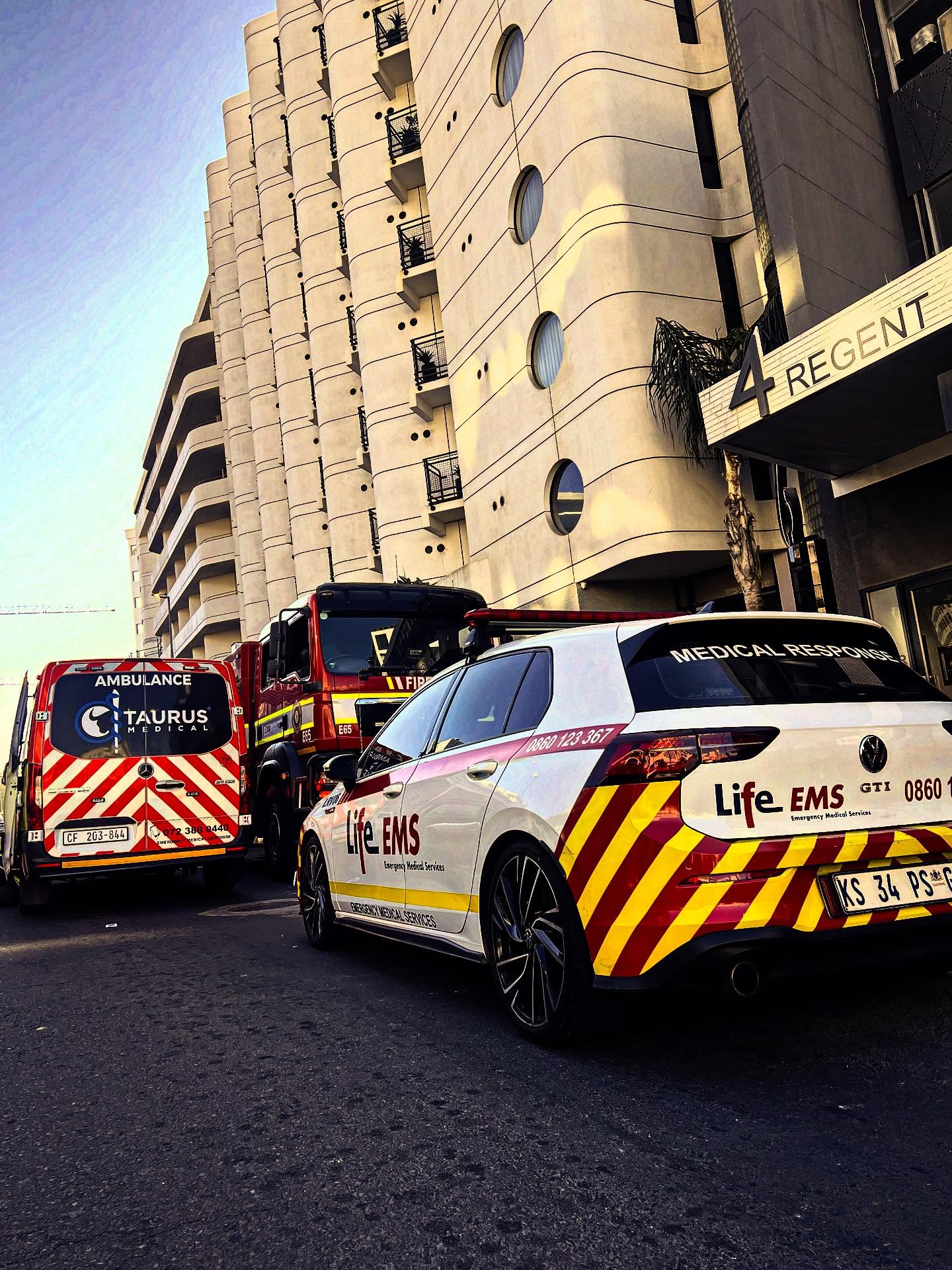 Two injured in an apartment fire on Regent Road, Sea Point