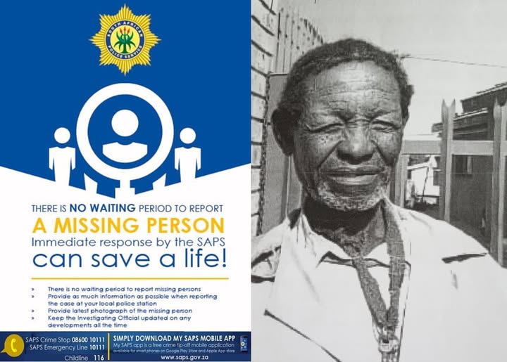 Police detectives in Kroonstad, Free State, seek public assistance in locating 75-year-old Thaba David Diau