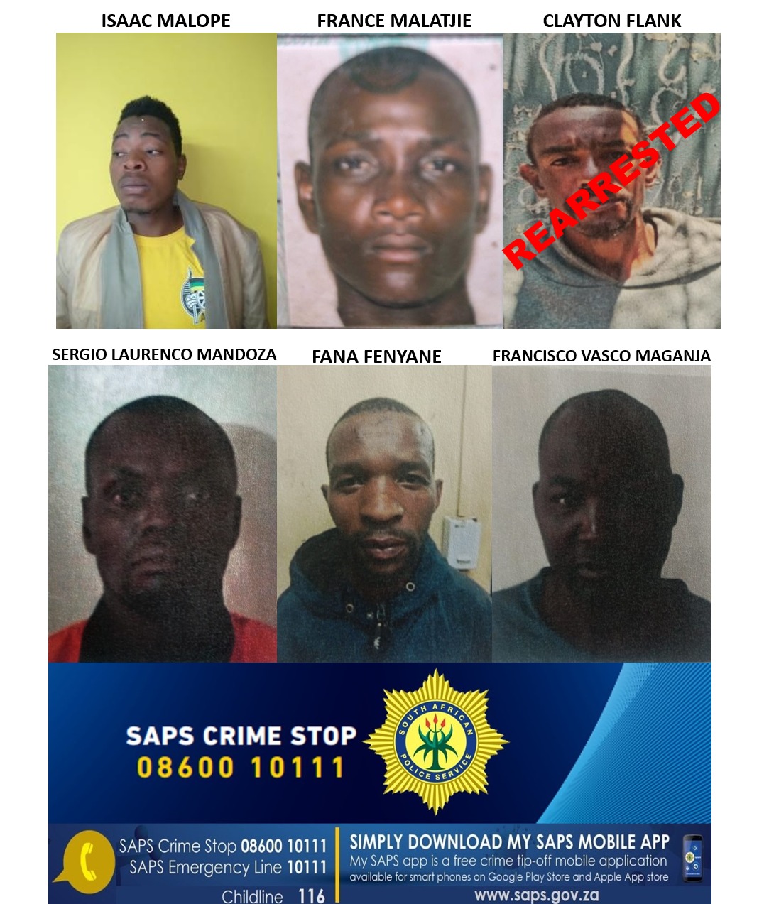 One escapee from the Lydenburg Police Station has been rearrested following a community Tip-Off