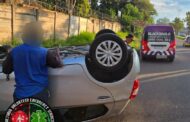 Fortunate escape from injuries in a rollover crash on Waltloo Road, Silverton