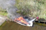 A boat caught fire at Island Lake in Wilderness