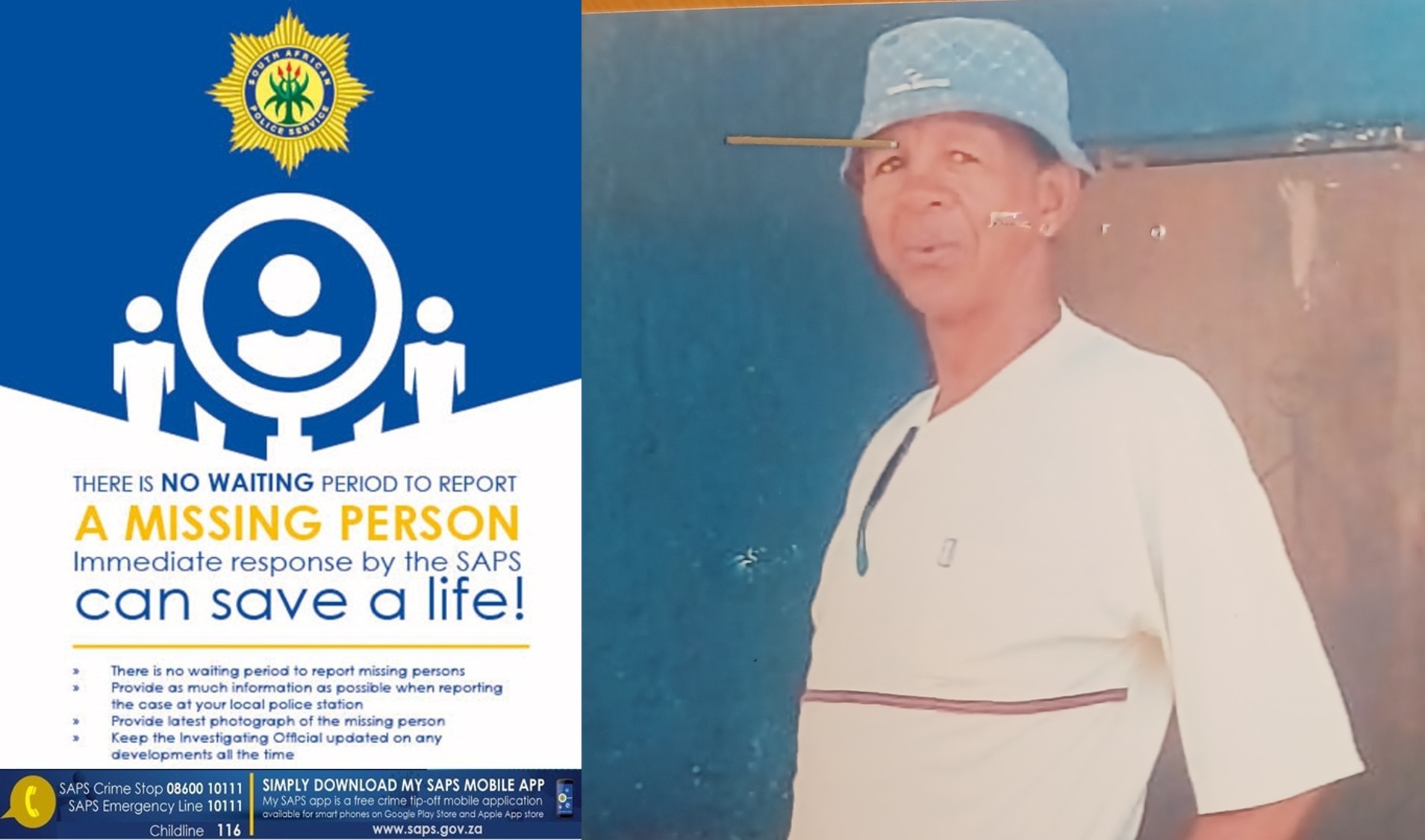Chatsworth Police in KwaZulu-Natal seek assistance in locating a missing person named Dean Walter Soenies
