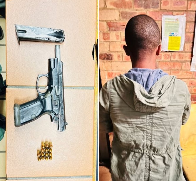 Suspect found in possession of an unlicensed 9mm pistol and live ammunition