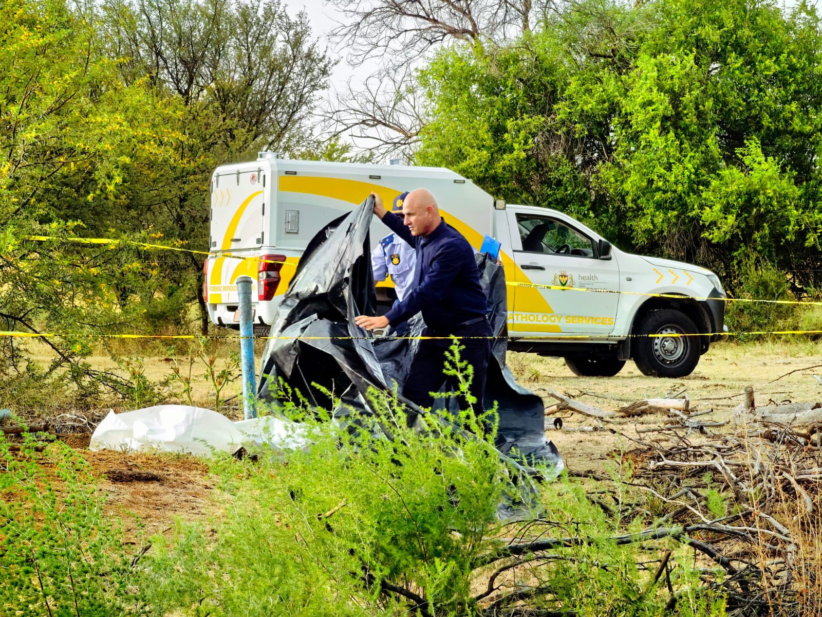 Body uncovered in a shallow grave on a farm homestead in the Kloofeind area, outside Bloemfontein