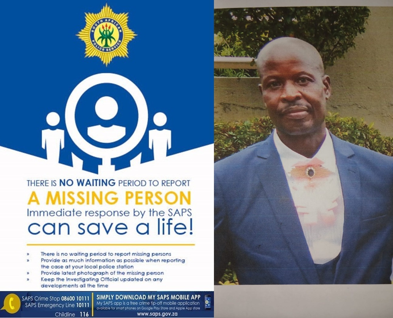 Search for a missing 53-year-old male pastor, Thabo Caiphus Malatji