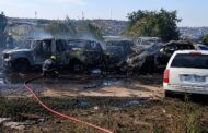 Approximately 80 vehicles have been destroyed following a massive fire that broke out at a local scrapyard in the Newlands West area
