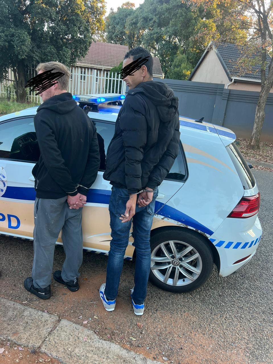 Two suspects arrested and a hijacked e-hailing transport vehicle recovered in the Birch Acres area