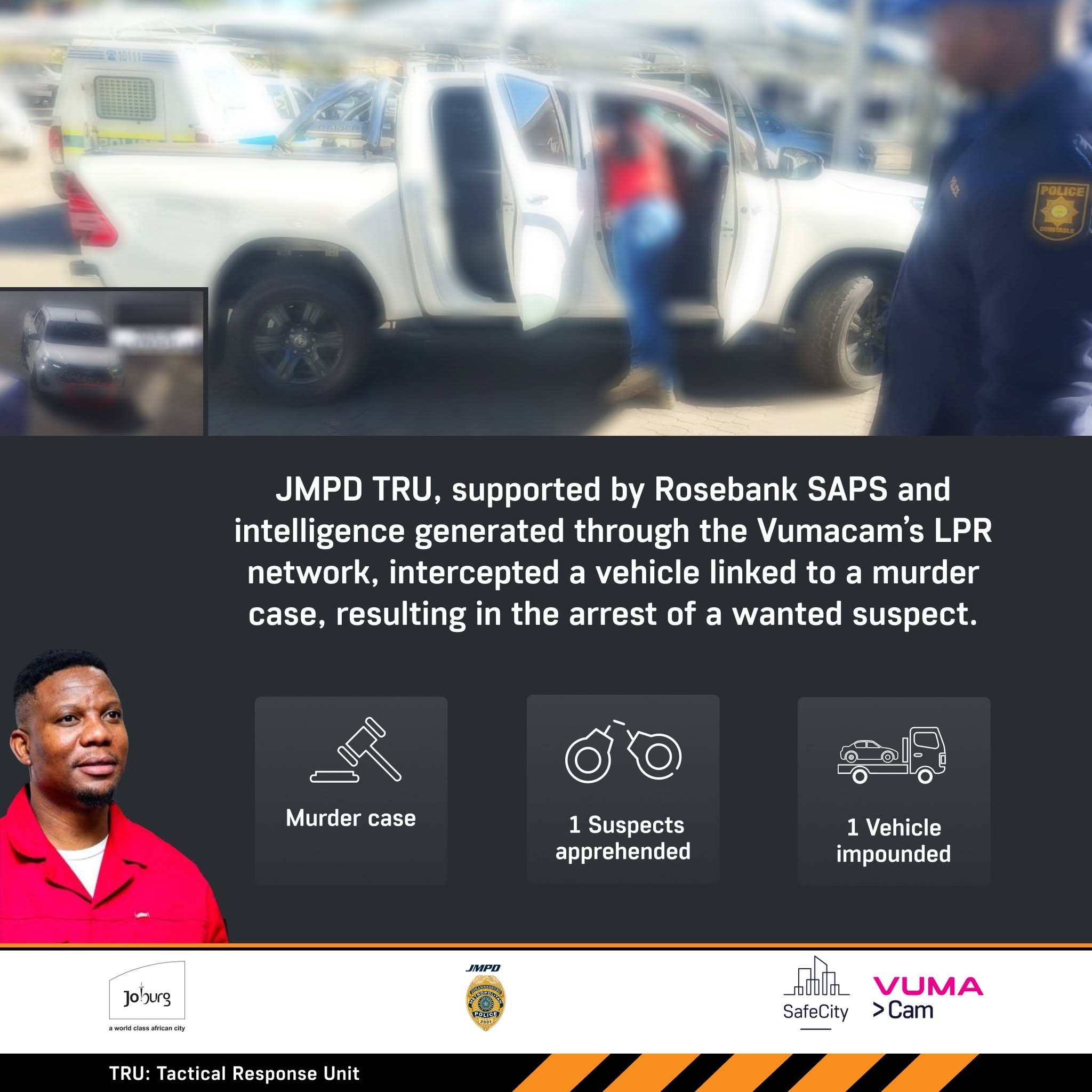 Murder suspect arrested with the assistance of Vumacan Technology
