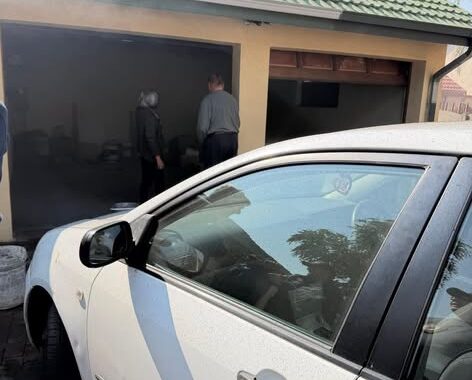 Fire reported at a garage on a residential property in Bardene