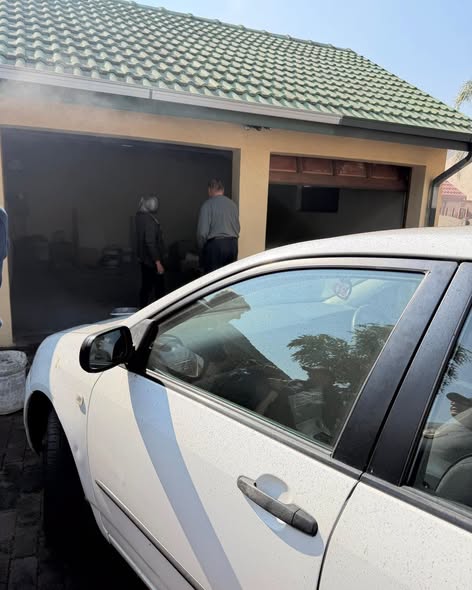 Fire reported at a garage on a residential property in Bardene