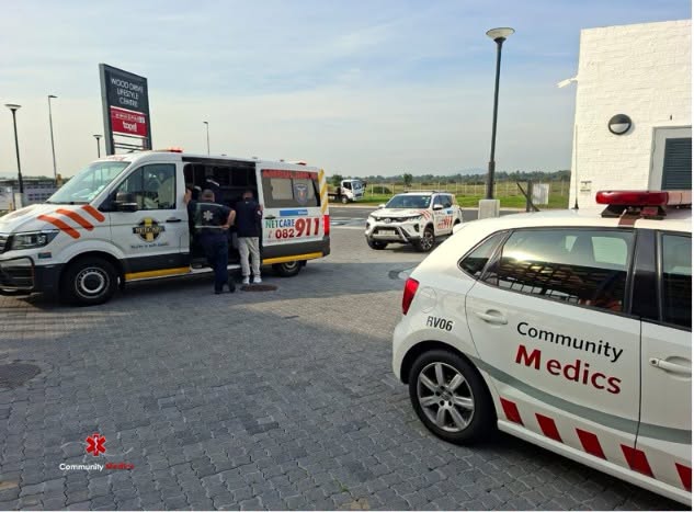 Collision between a motorbike and a car at the Lifestyle Centre, corner of Wood Drive and Berkshire Boulevard