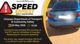 A motorist was arrested this morning on the R71 next to University of Limpopo, Mankweng for excessive speeding