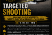 A man was killed in a suspected targeted shooting in Springfield Park, Durban