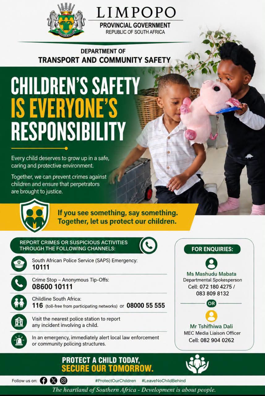 Children's Safety Is Everyone's Responsibility: Department Calls for Increased Vigilance