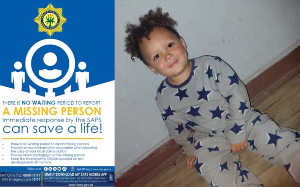 The South African Police Service (SAPS) in Moffatview, Gauteng, is investigating a case of a missing two-year-old toddler